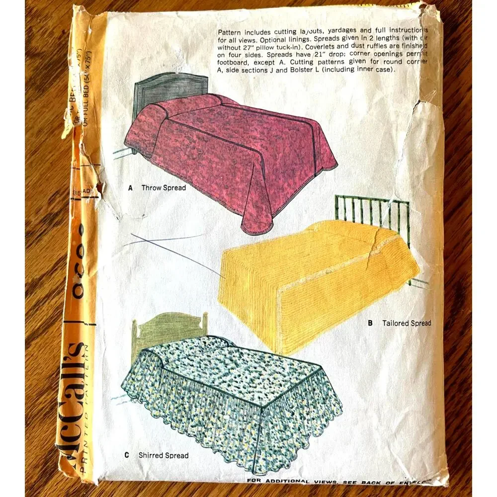 UNCUT Vintage 1960s McCalls 8686 Home Sewing Pattern Bed Covers Twin Full